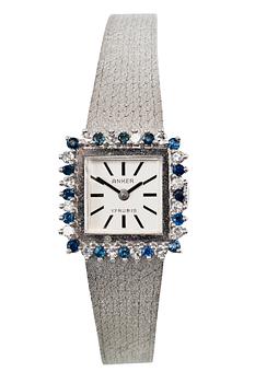 515. ANKER  LADIES' DIAMOND AND SAPPHIRE WATCH.