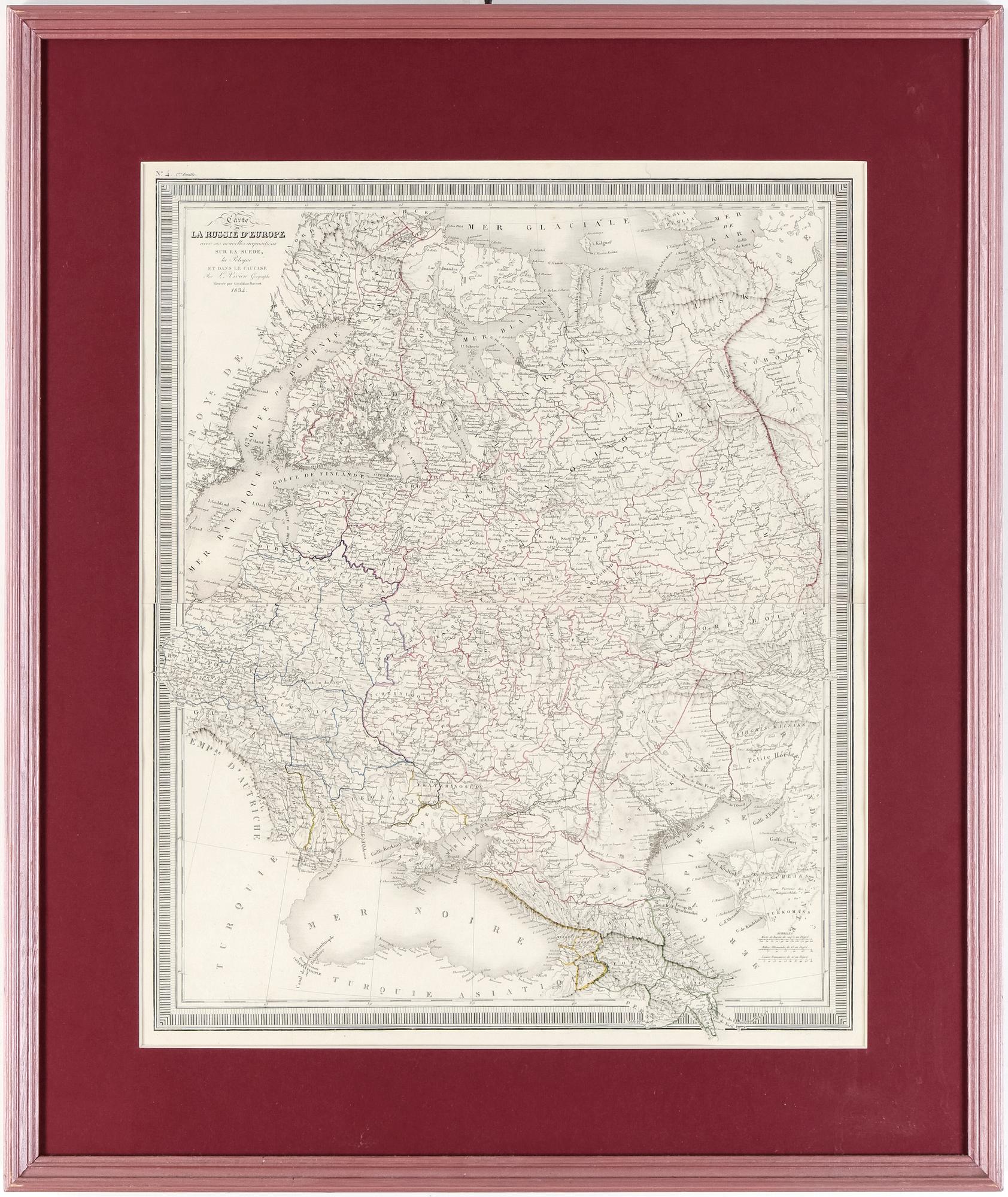 KARTA, Carte de La Russie d ´Europe, graverad av Giraldon-Bovinet, 1834.