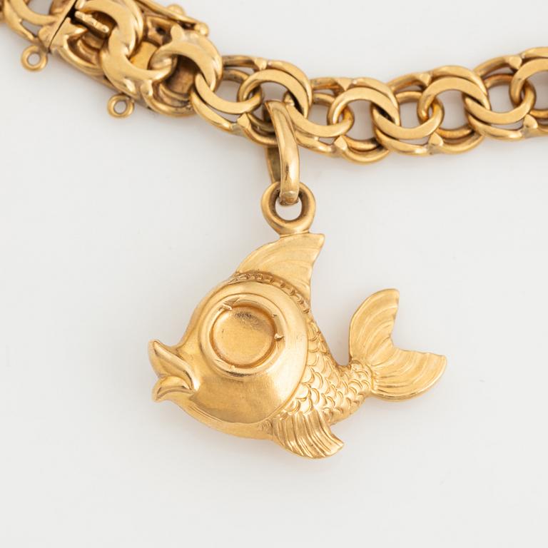 Gold Charm Bracelet, 18K gold.
