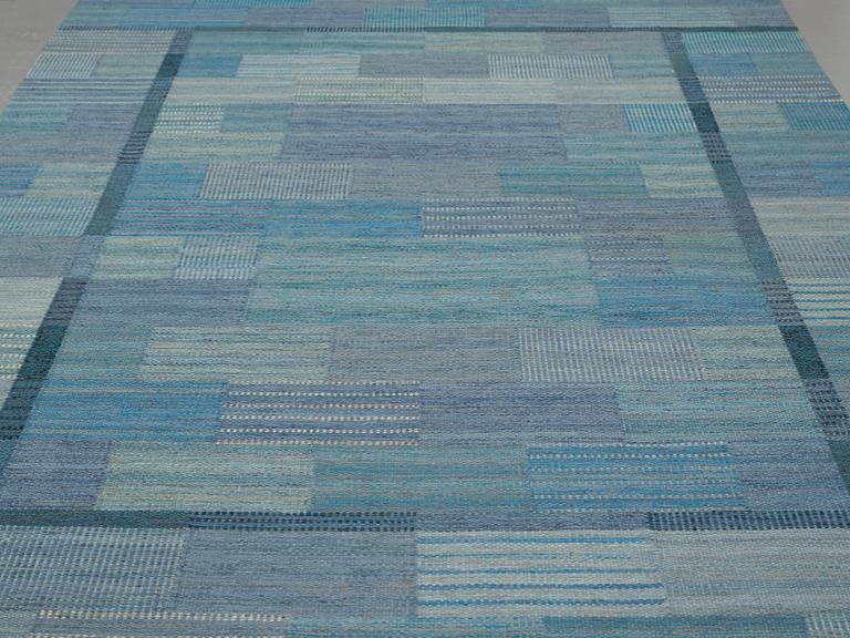 Marianne Richter, A CARPET, "Fasad blå", flat weave, ca 305 x 190 cm, signed AB MMF MR.