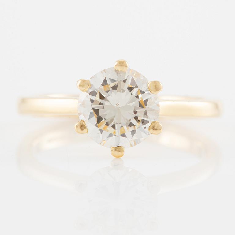 Ring, solitaire ring, 18K gold with brilliant-cut diamond.