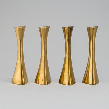 Four brass candle sticks by Karl Erik Ytterberg, 1960's.