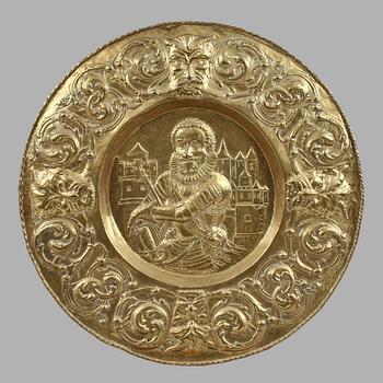 VÄGGPLÅT, metall, barockstil, 1900-talets första hälft.