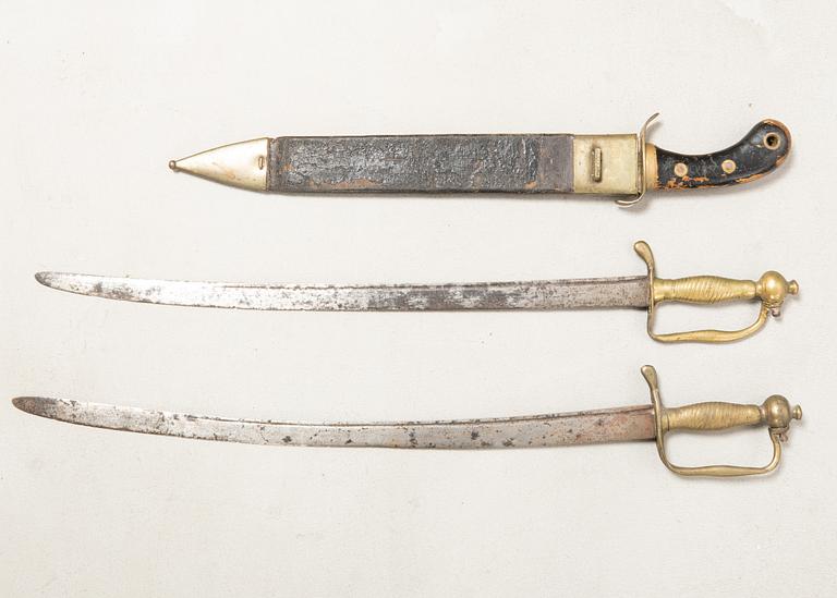 Three Swedish cutlasse 1856 and 1848 pattern.