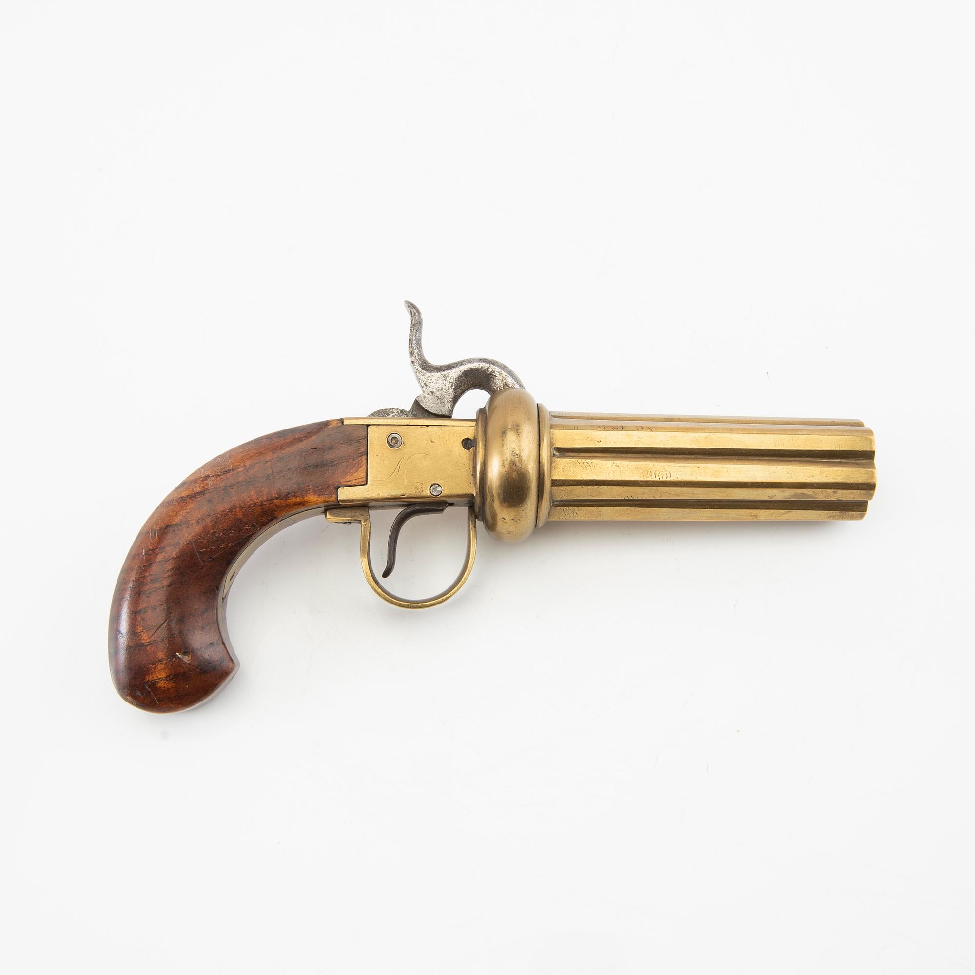 Percussion revolver by Johan Engholm, known as Smålänning / Pepperbox.
