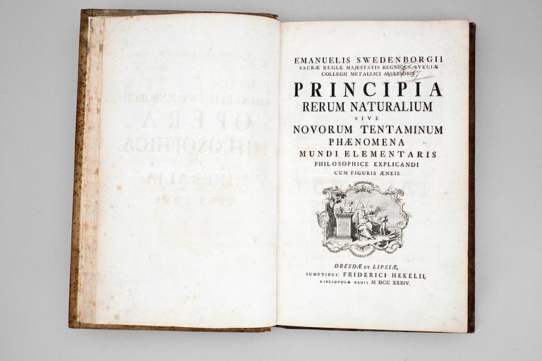 EMANUEL SWEDENBORG 1688-1772. OPERA PHILOSOPHICA ET MINERALIA. 1-3, Dresden och Leipzig 1734.