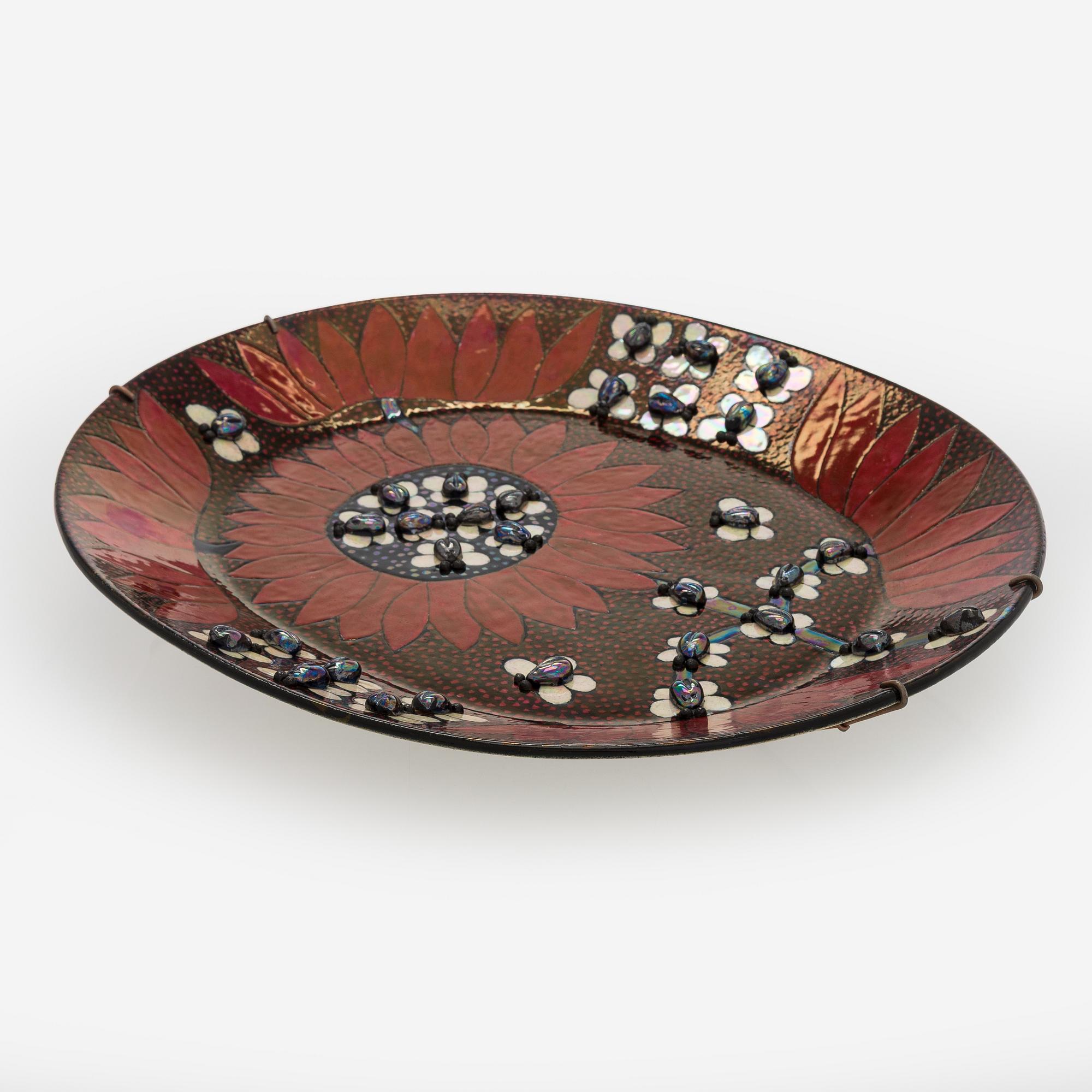 Birger Kaipiainen, dekorationsfat, stengods, signerat Kaipiainen Arabia Finland.