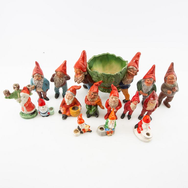 A collection of gnomes 15 pcs mostly Germany 20th century.