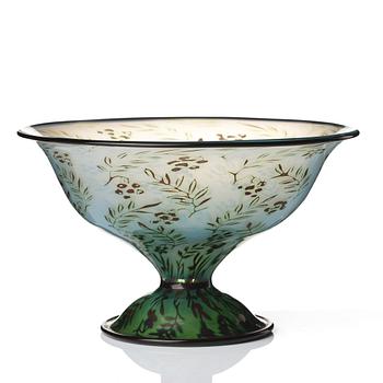 Simon Gate, & Knut Bergqvist (glasblåsare), Heinrich Wollman (gravör), skål graal, Orrefors 1919, No 833.