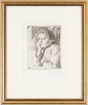 ANDERS ZORN, etching, dated and monogram signed on the plate. Signed with pencil.