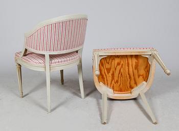 BALJFÅTÖLJER, 2 st, gustaviansk stil, 1900-tal.