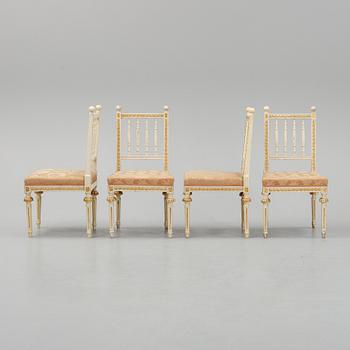 Stolar, 4 st, gustaviansk stil, 1800-talets andra hälft.