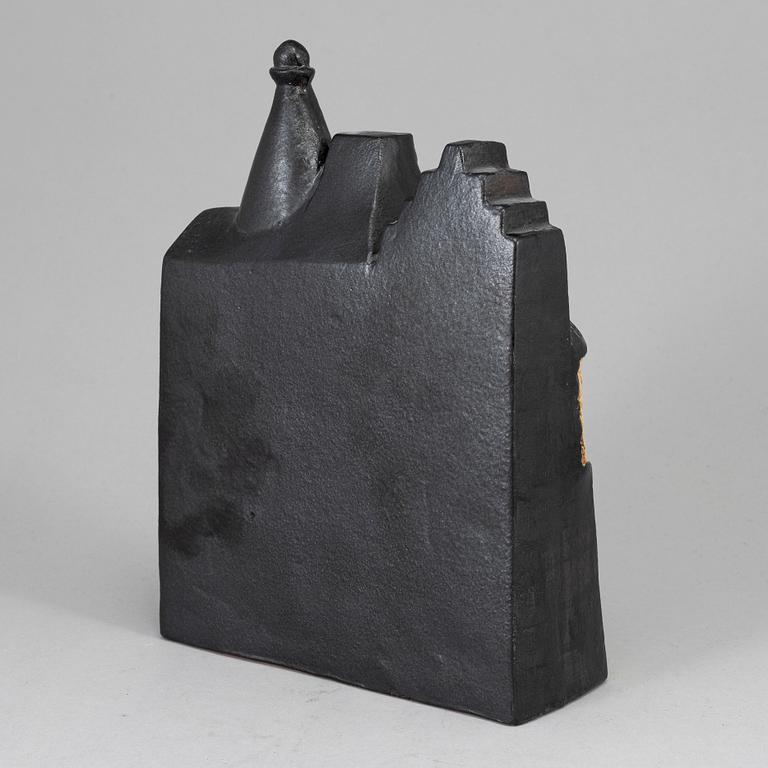 A Lisa Larson stoneware figure of a house, K-Studion, Gustavsberg.