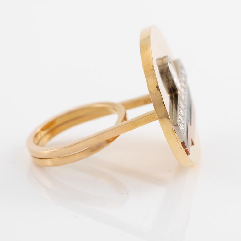 Jan-Christer Lundqvist, ring, "Reflex 2" 18K gold with diamonds, Skövde 1990.