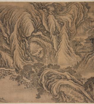 A Chinese scroll painting, attributed to Liu Du (17th century).