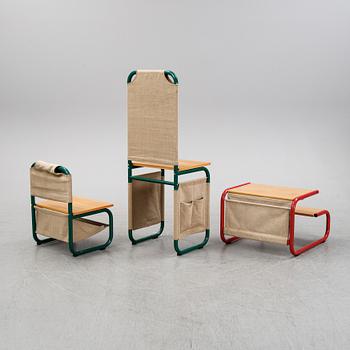 Charlotte Rude & Hjördis Olsson-Une, nattbord "Melina", spegelbord "Melina", barnpulpet "Kludden", 1970-tal.