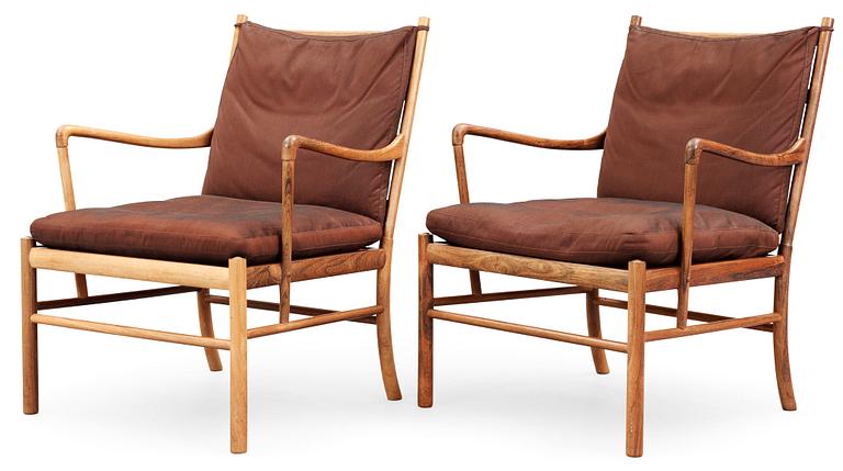 A pair of Ole Wanscher palisander 'Colonial Chair, PJ 149', Poul Jeppesen, Denmark.