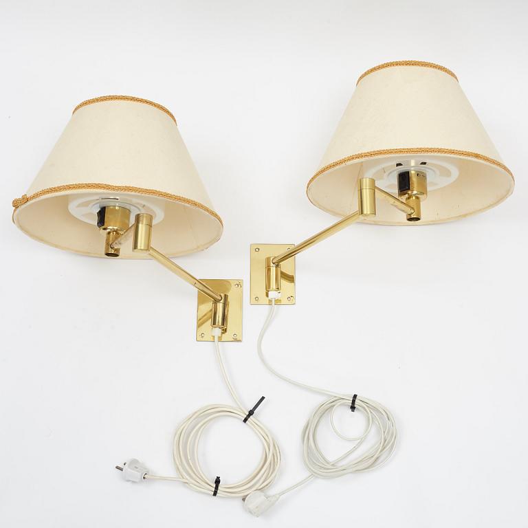 A pair of brass wall lamps, Fagerhults Belysning, second half of the 20th Century.