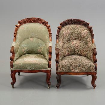 FÅTÖLJER, ett par, nyrokoko, 1800-talets slut.