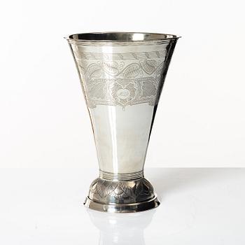 A silver beaker, likely Söderhamn, marked 1837 and 1838.