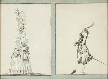 Erik Palmstedt, tillskrivna, tuschteckningar, 2 st, samramade.