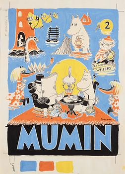 Tove & Lasse Jansson, Omslagsförlaga till seriealbumet "Mumin" nr 2 1977.