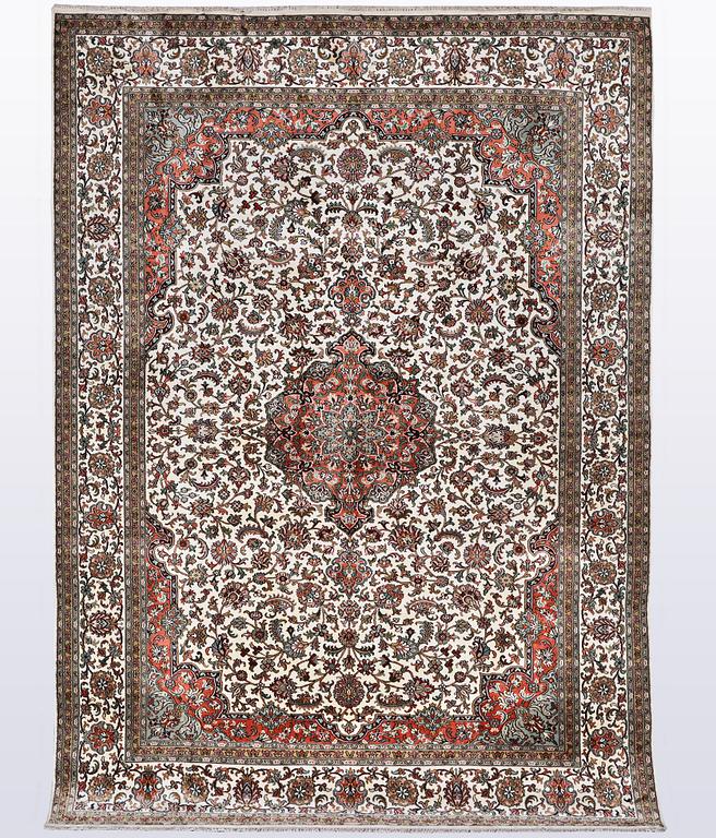 A carpet, silk Kashmir, ca 260 x 172 cm.