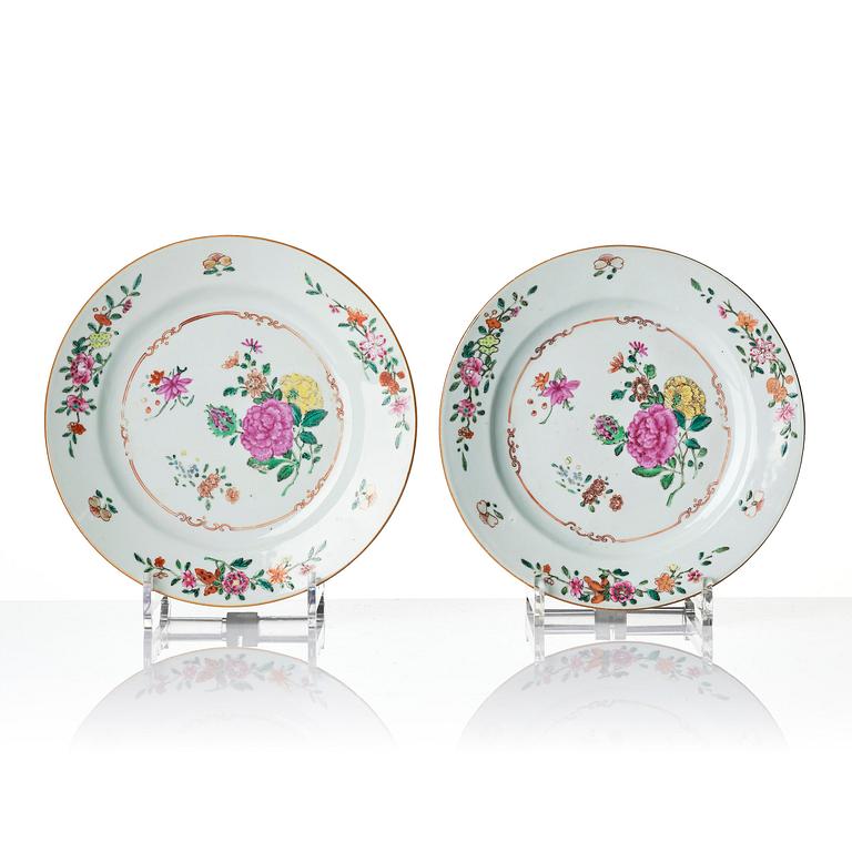 A set of 12 famille rose dishes, Qing dynasty, Qianlong (1736-95).