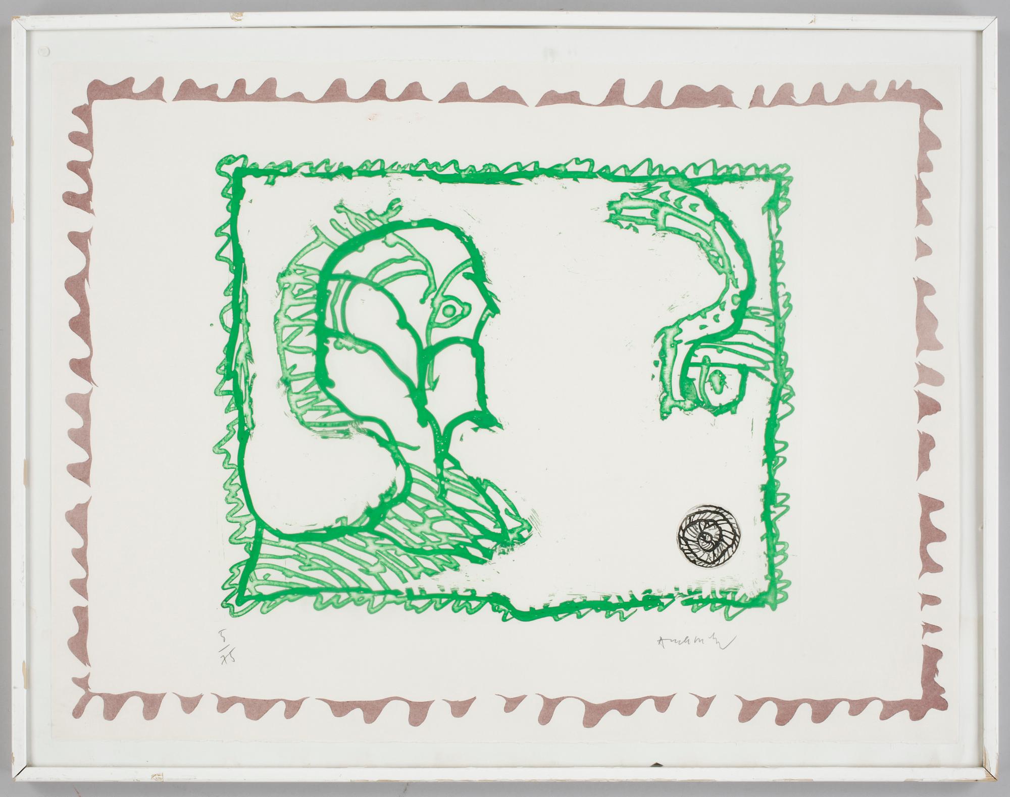 PIERRE ALECHINSKY, färgetsning. Sign o numr 5/75.
