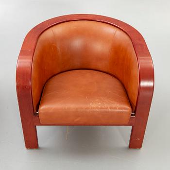 Armchairs, 2 pcs, 'Barbro', leather, by Björn Hultén for Gärsnäs, second half of the 20th century.