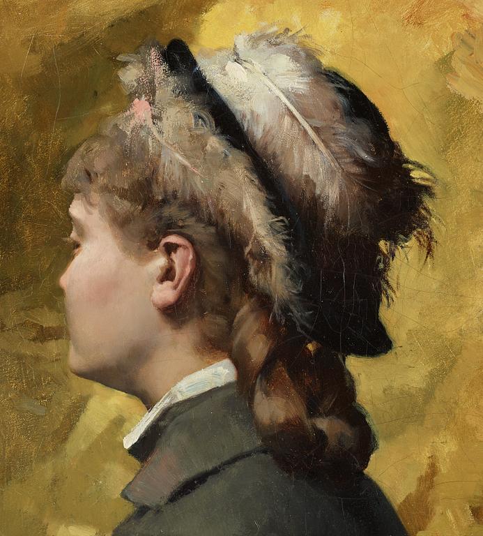 Albert Edelfelt, "Ung kvinna i grått" (Young woman in grey).