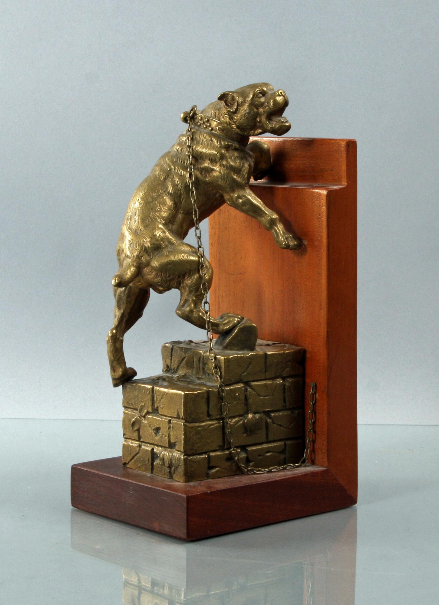 BOKSTÖD, bronserad metall o trä.