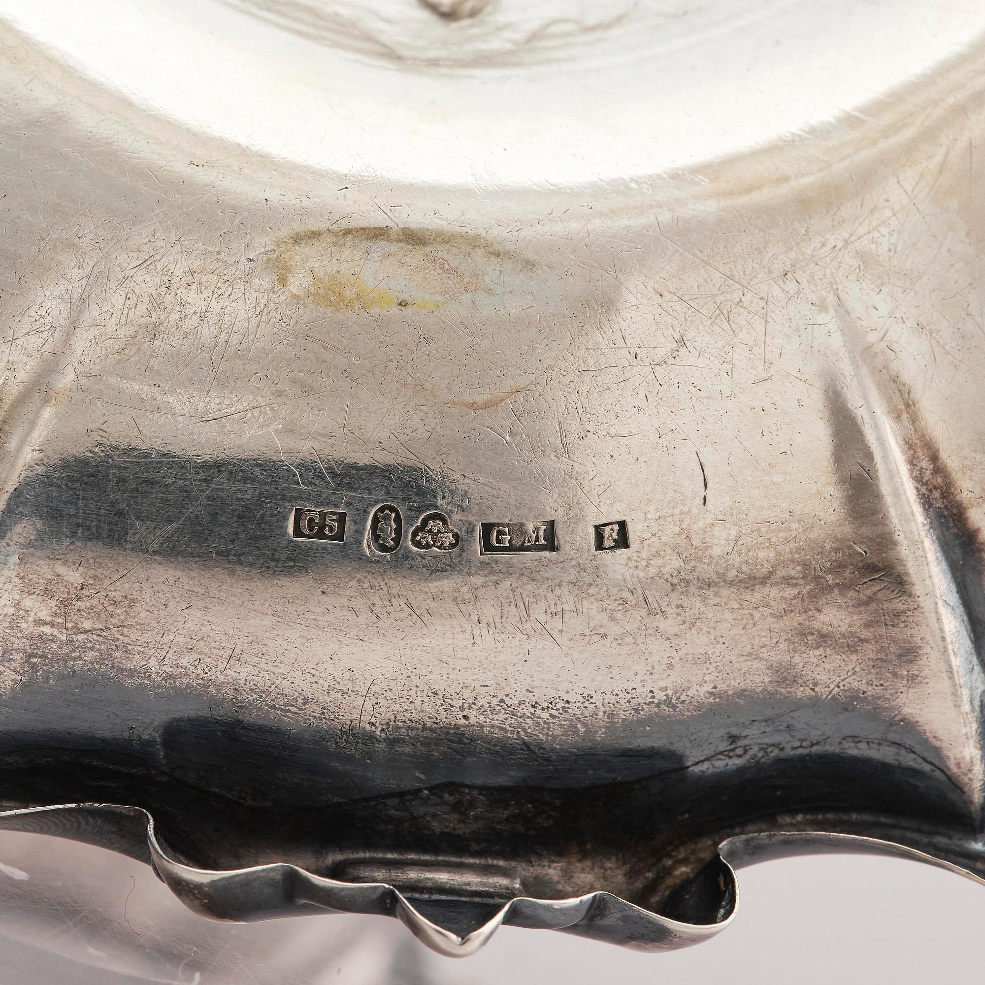 Gustaf Möllenborg, nattljusstakar, ett par, silver, Stockholm 1857.