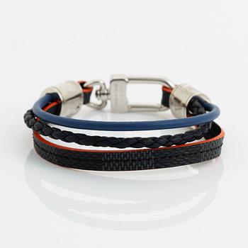 Louis Vuitton, armband, vitmetall och skinn.