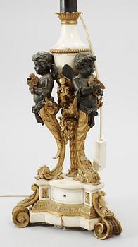 GOLVLAMPA, nyrokoko, brons samt marmor, 1800-talets andra hälft.
