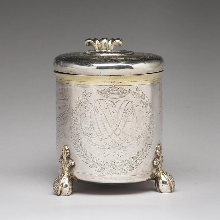 Lars Månsson, dryckeskanna, silver, (verksam i Lidköping -1639-1662-). Barock.
