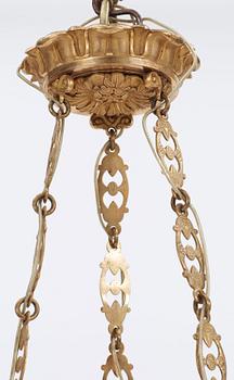 An Empire 19th century gilt bronze six-light hanging-lamp.