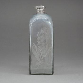 BRÄNNVINSFLASKA, glas, 1800-tal.