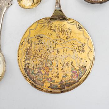 A set of fourteen Swedish silver spoons and server, including with mark of CO Persson Ab, Haparanda 1957.
