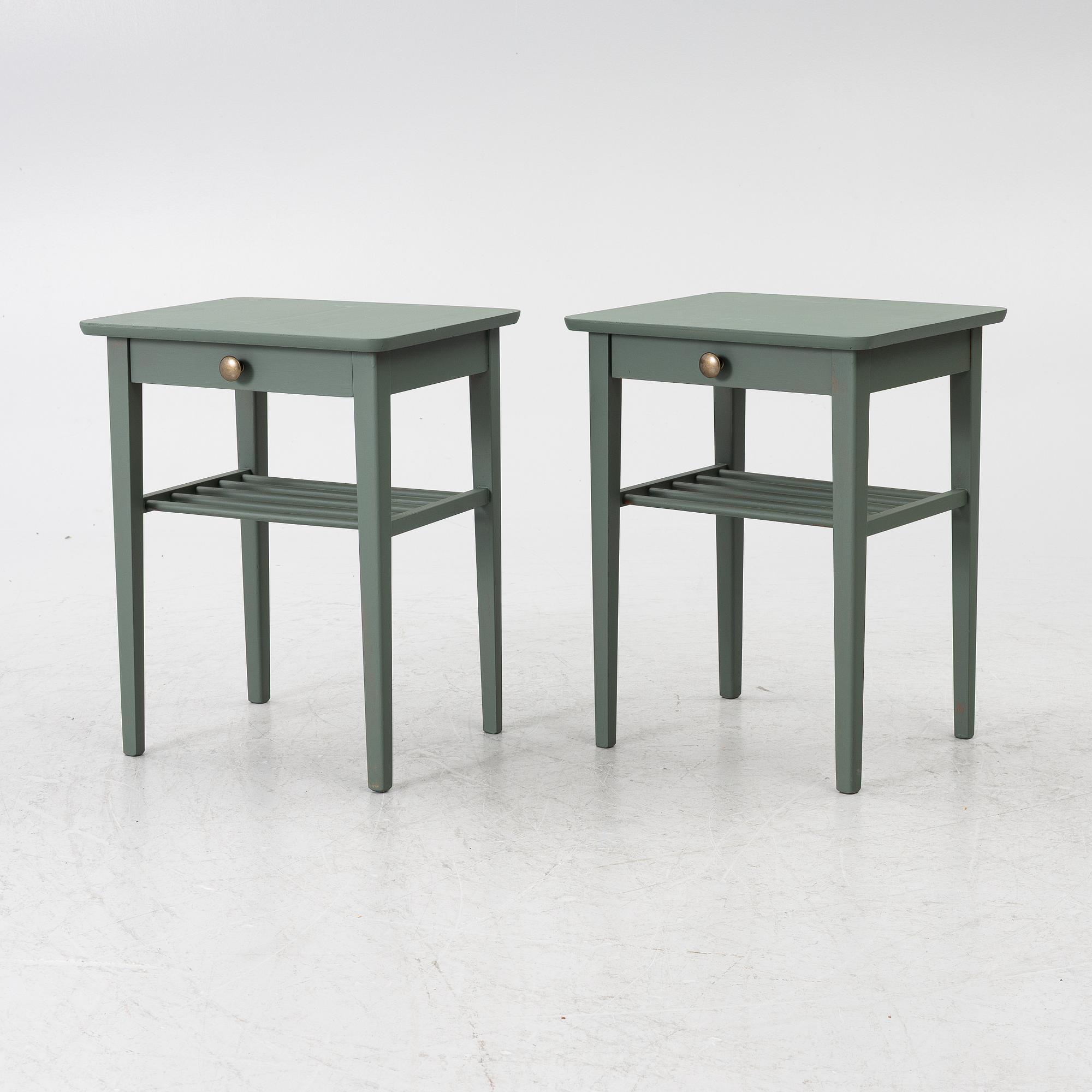 Bedside tables, a pair, mid-20th century.