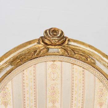Chairs, a pair, Stockholm work, late 18th century, Gustavian, and a later copy respectively, from 1891.