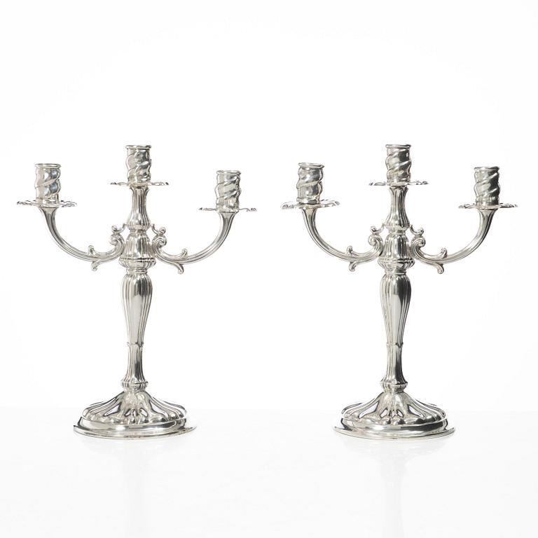Candelabras, a pair, silver, 20th century.