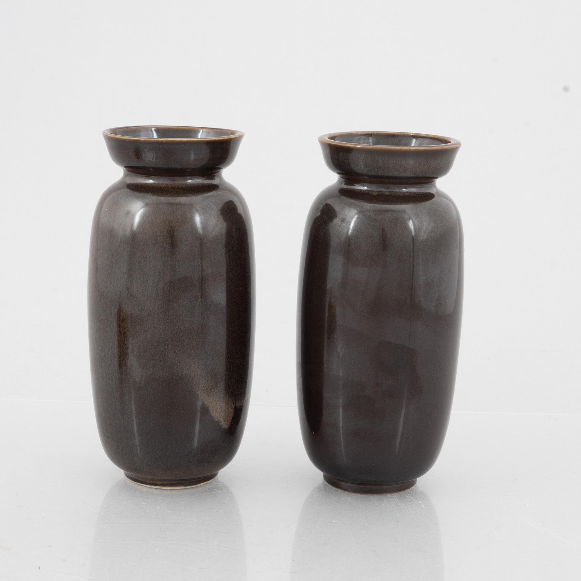 Stig Lindberg, vases, a pair, glaze samples with form from the "Grazia" series, Gustavsberg.