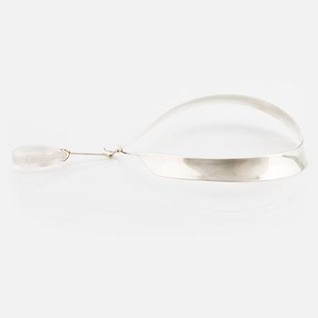 Vivianna Torun Bülow-Hübe, a neck ring no. 160 with pendant no. 131 in rutilated quartz, sterling silver, for Georg Jensen, Denmark.