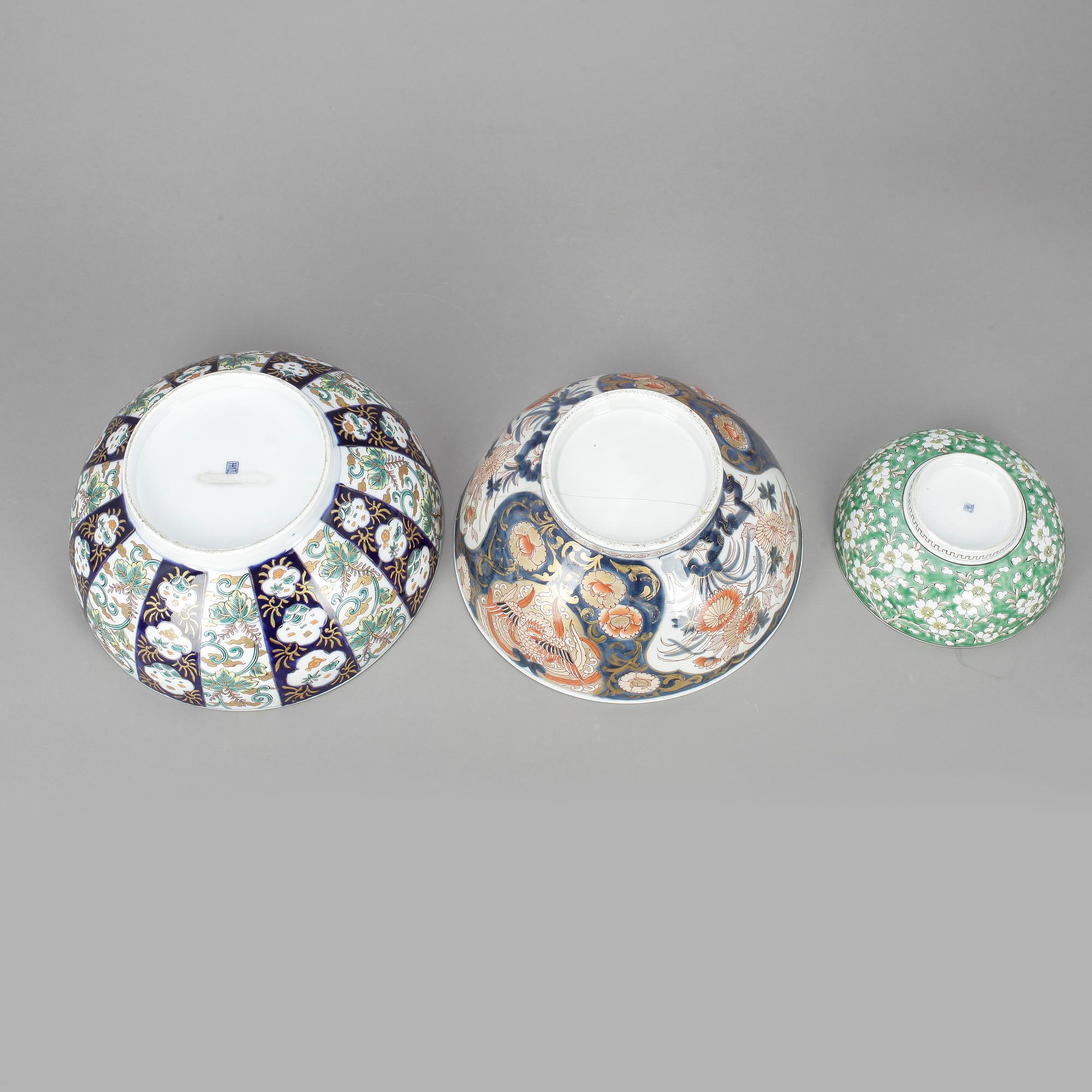 SKÅLAR, 3 st, porslin, Japan, 1800-1900-tal.