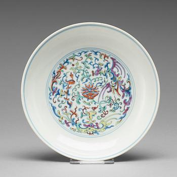 A doucai dish, Republic (1912-49), with Daoguangs six character mark.