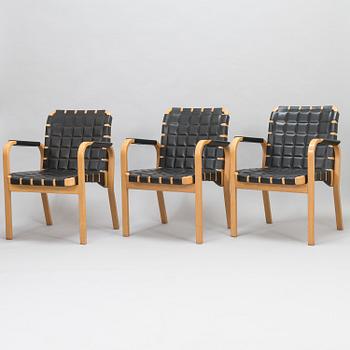 ALVAR AALTO, three late-20th-century '45' armchairs for Artek.