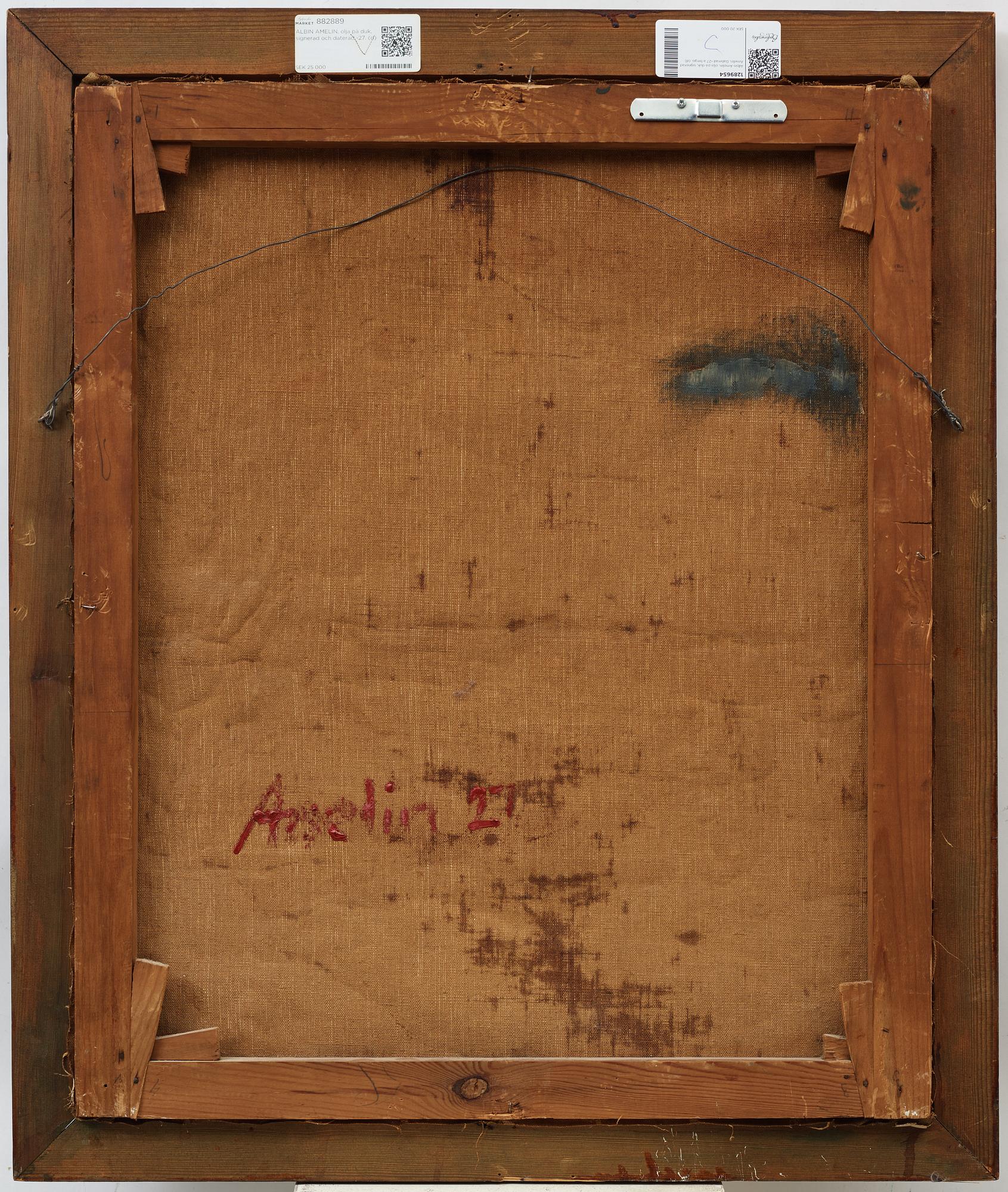 Albin Amelin, oil on canvas, signed Amelin. Dated -27 verso.