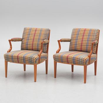 Josef Frank, a pair model 969 armchairs, Svenskt Tenn, post 1985.