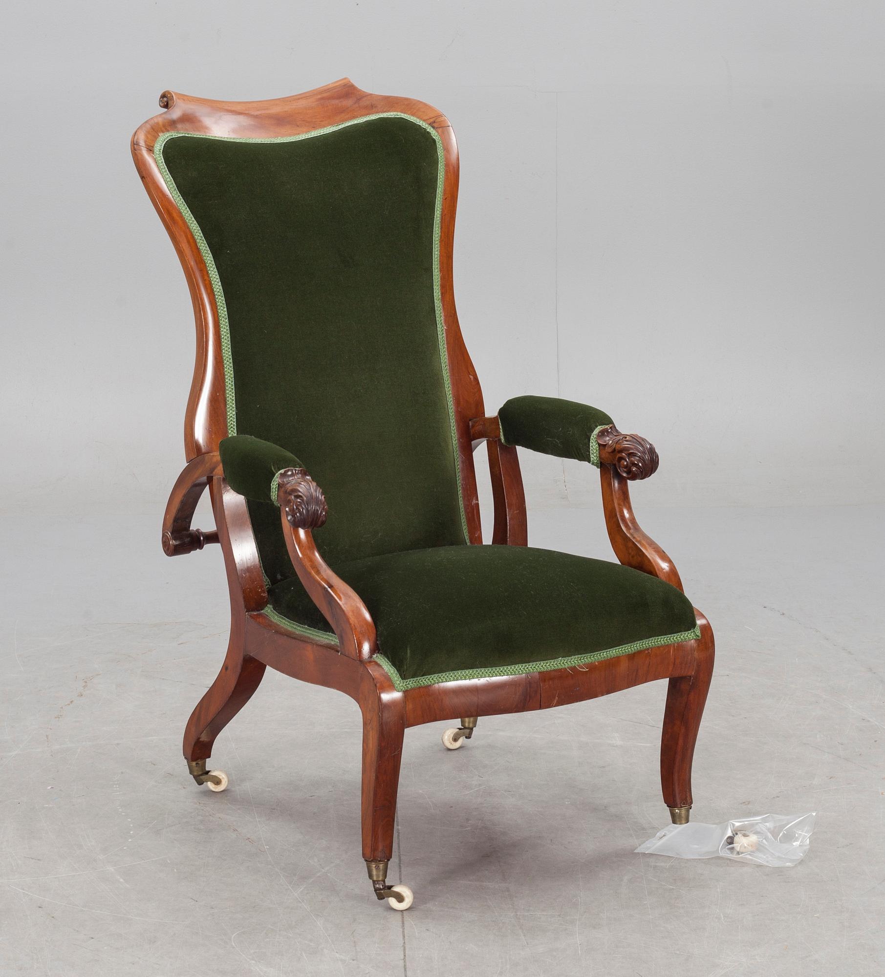 FÅTÖLJ. Regency, 1800-talets första hälft.